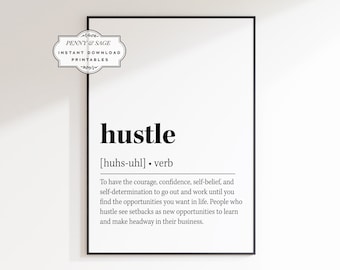 Hustle Definition Print, Office Decor Motivational Wall Decor Hustle Print, Hustle Wall Art Inspirational Print Hustle Dictionary Definition