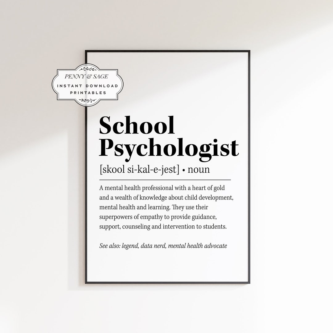 School Psychologist Definition Printable Wall Art, School Psychologist