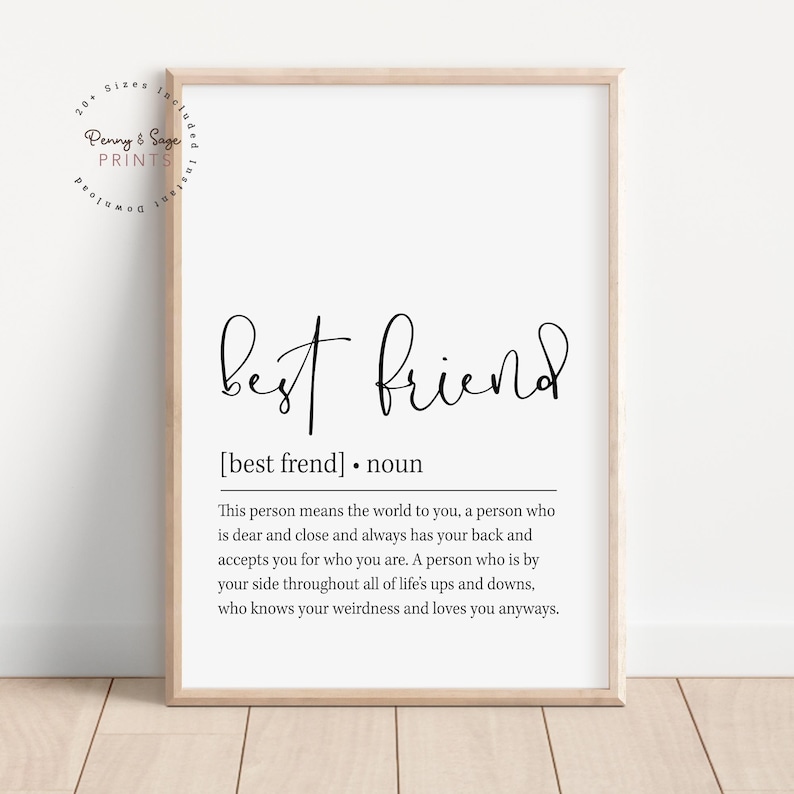 Best Friend Definition Print, Best Friend Gift, Definition Home Print ...
