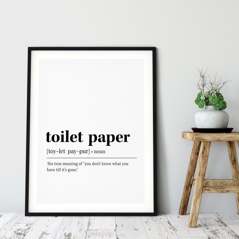 Toilet Paper Definition Printable Bathroom Printable Etsy