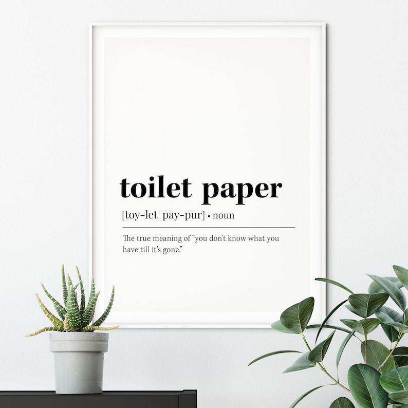 Toilet Paper Definition Printable Bathroom Printable Etsy
