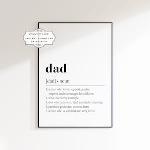 Dad Definition Print, Dad Gift, Gifts for Dad, New Dad Wall Art, Father&#39;s day gifts, Stepdad, Gifts for Men, Printable Digital Art