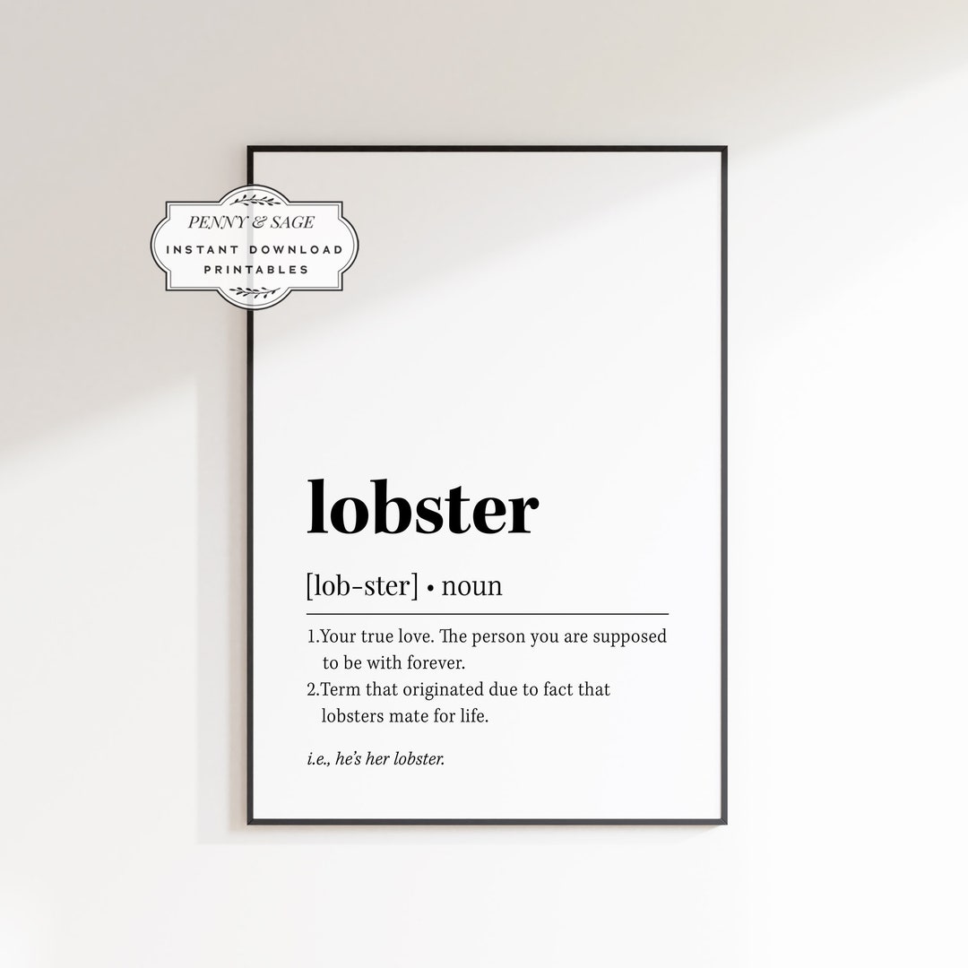 Lobster Definition Print, Friend Quote, Lobster Friends Definition Printable Dictionary Print