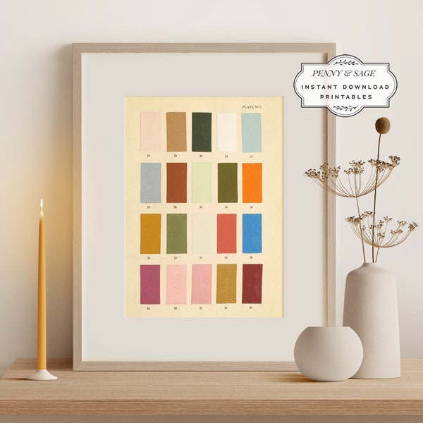 vintage Paint Swatches - No 2, vintage Colors Chart, PRINTABLE Wall Art, Téléchargement numérique