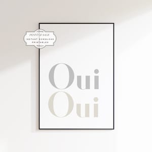 Oui Oui French Quote Bathroom Wall Art, Funny Bathroom Art, Bathroom Sign, New Home Decor, Above Toilet Print, Toilet Typography Art