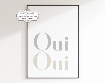 Oui Oui Cita francesa Arte de la pared del baño, Arte divertido del baño, Signo del baño, Nueva decoración del hogar, Impresión sobre el inodoro, Arte tipográfico del inodoro