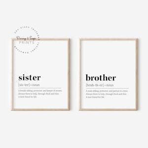 Brother and Sister Definition Wall Art, Brother Sister Quote Decor, PRINTABLE Wall Art, Digital Download, Gift For Sibling