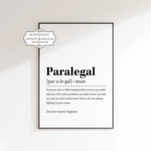 Paralegal Definition Print, Gift For Paralegal, Funny Paralegal Gift, Lawyer Office Decor, Paralegal gift, Lawyer Wall Art, Dictionary Art