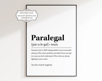 Impresión de definición de asistente legal, regalo para asistente legal, regalo de asistente legal divertido, decoración de la oficina de abogados, regalo de asistente legal, arte de la pared del abogado, arte del diccionario