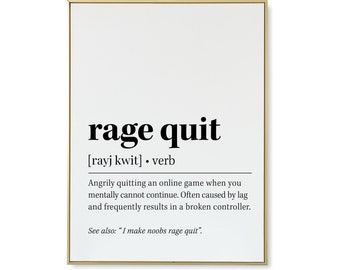 Rage Quit Definition Framed Wall Decor, Hobby Lobby