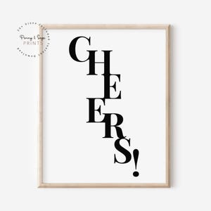 Proost afdrukbare kunst, Proost poster, retro kunst aan de muur, glazen gerinkel poster, keukendecor, barwagen afdrukken, barwagendecor, keuken proost kunst