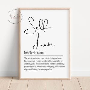 Self Love Definition Wall Art, Mindset Quote Decor, Positive Quotes, Motivational Wall Art, Gift For Friend, DIGITAL DOWNLOAD