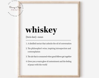 Whisky Definition zum ausdrucken, Trendy Bar Print, Cocktail Küche Kunst, Lustiger Barwagen, Freund Trinkgeschenk, Lustige Küche DIGITAL PRINT