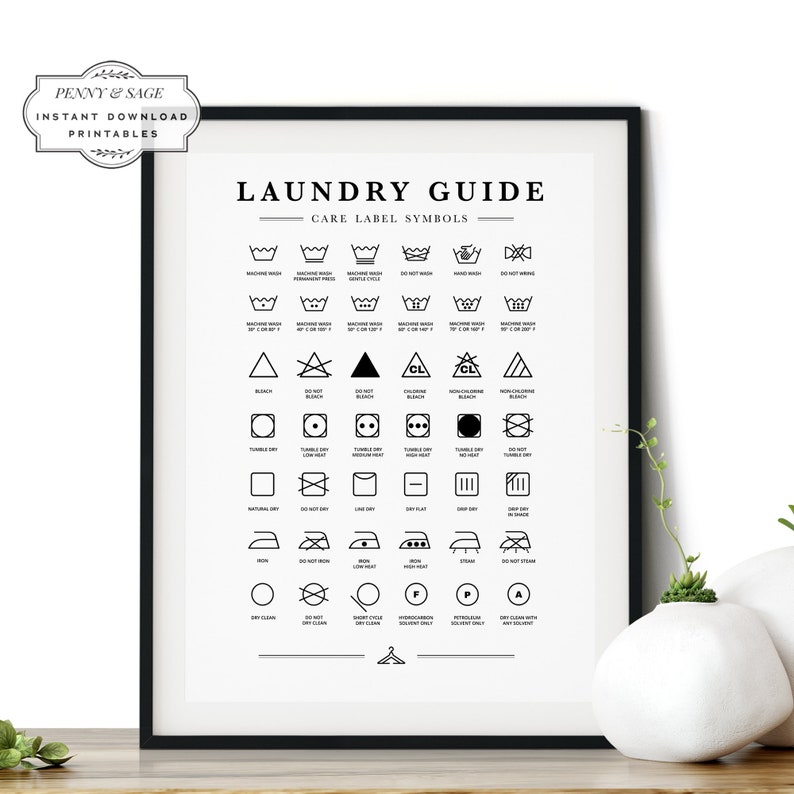 Laundry Room Symbols Print, Laundry Guide, Laundry Room Symbols ...
