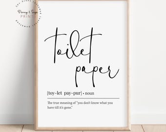 Toilet Paper Definition Printable, Bathroom Printable, Bathroom Quote Print, Bath Decor, PRINTABLE Wall Art, Digital Download