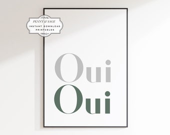 Oui Oui Cita francesa Arte de la pared del baño, Arte divertido del baño, Signo del baño, Nueva decoración del hogar, Impresión sobre el inodoro, Arte tipográfico del inodoro