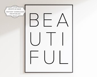 Beautiful Quote Print, Typography Print, Dorm Art, PRINTABLE Wall Art, Teen Room Poster, Be You Quote Print