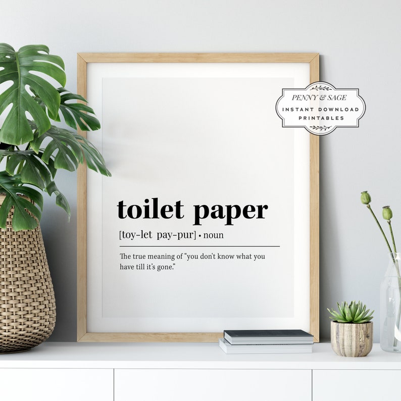Toilet Paper Definition Printable Bathroom Printable Etsy