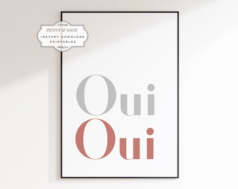 Oui Oui Cita francesa Arte de la pared del baño, Arte divertido del baño, Signo del baño, Nueva decoración del hogar, Impresión sobre el inodoro, Arte tipográfico del inodoro