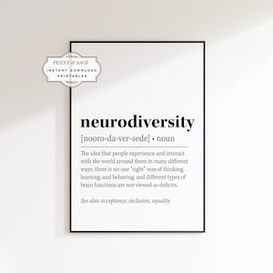 Neurodiversity Definition Printable Wall Art, Neurodiversity Quote Print, Counselor Print, Autism Poster, Neurodivergent Quote