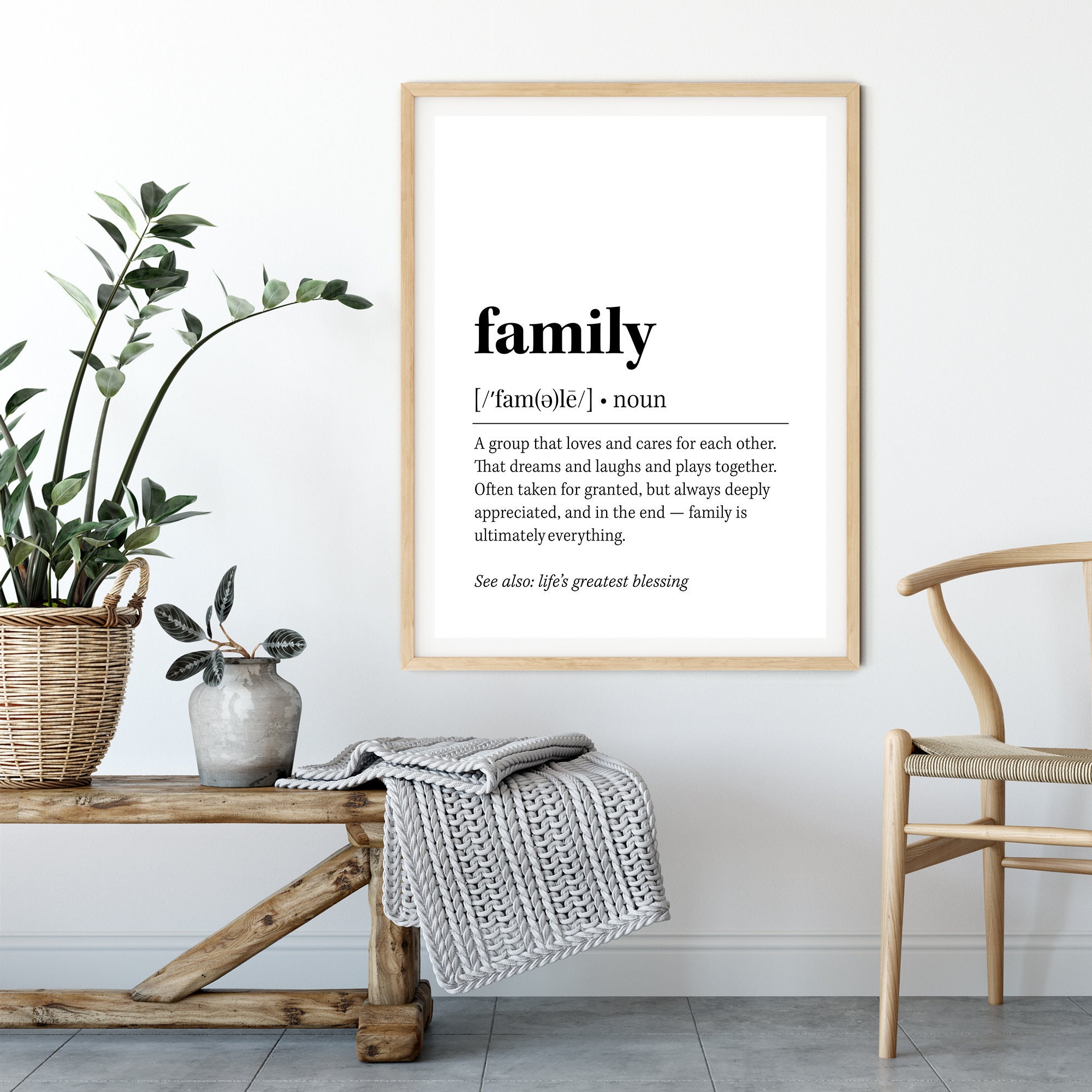 Family Definition Wall Art, Family Quote Decor, Black and White Prints