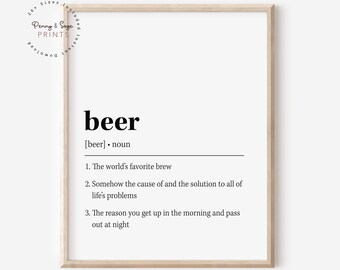 Bier Definition zum ausdrucken, trendiger Bar Print, Cocktail Küche Kunst, lustiger Barwagen, Freund Trinkgeschenk, lustige Küche DIGITAL PRINT