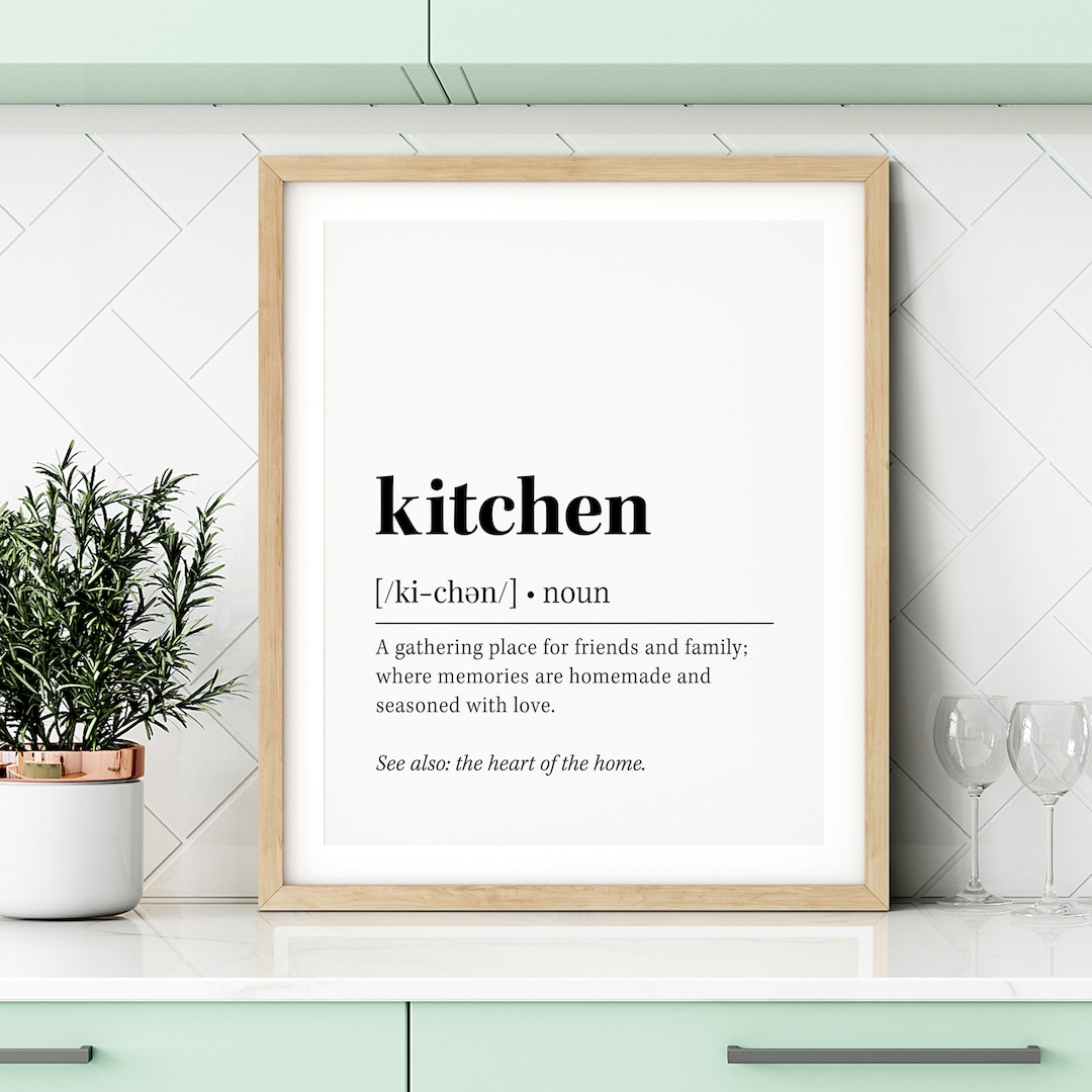 Kitchen Definition Wall Art, Kitchen Quote Decor, Black and White