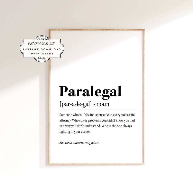 Paralegal Definition Print, Gift for Paralegal, Funny Paralegal Gift ...