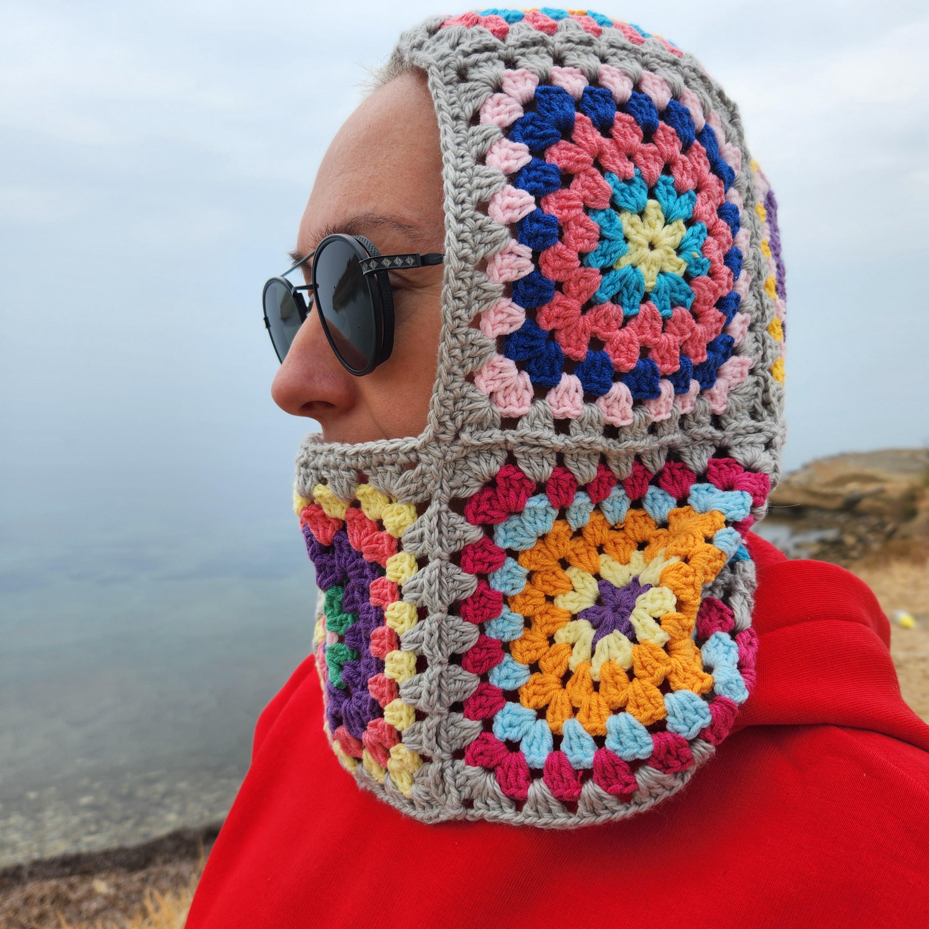 Colorful Crochet Granny Square Balaclava: Handmade Winter  display picture 1