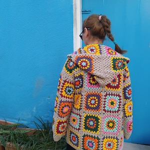 Granny Square Hooded Afghan Shirt Jacket is a perfect gift for your girlfriend