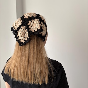 Crochet Shimmering Glitter Triangle Black Bandana and Hair Band