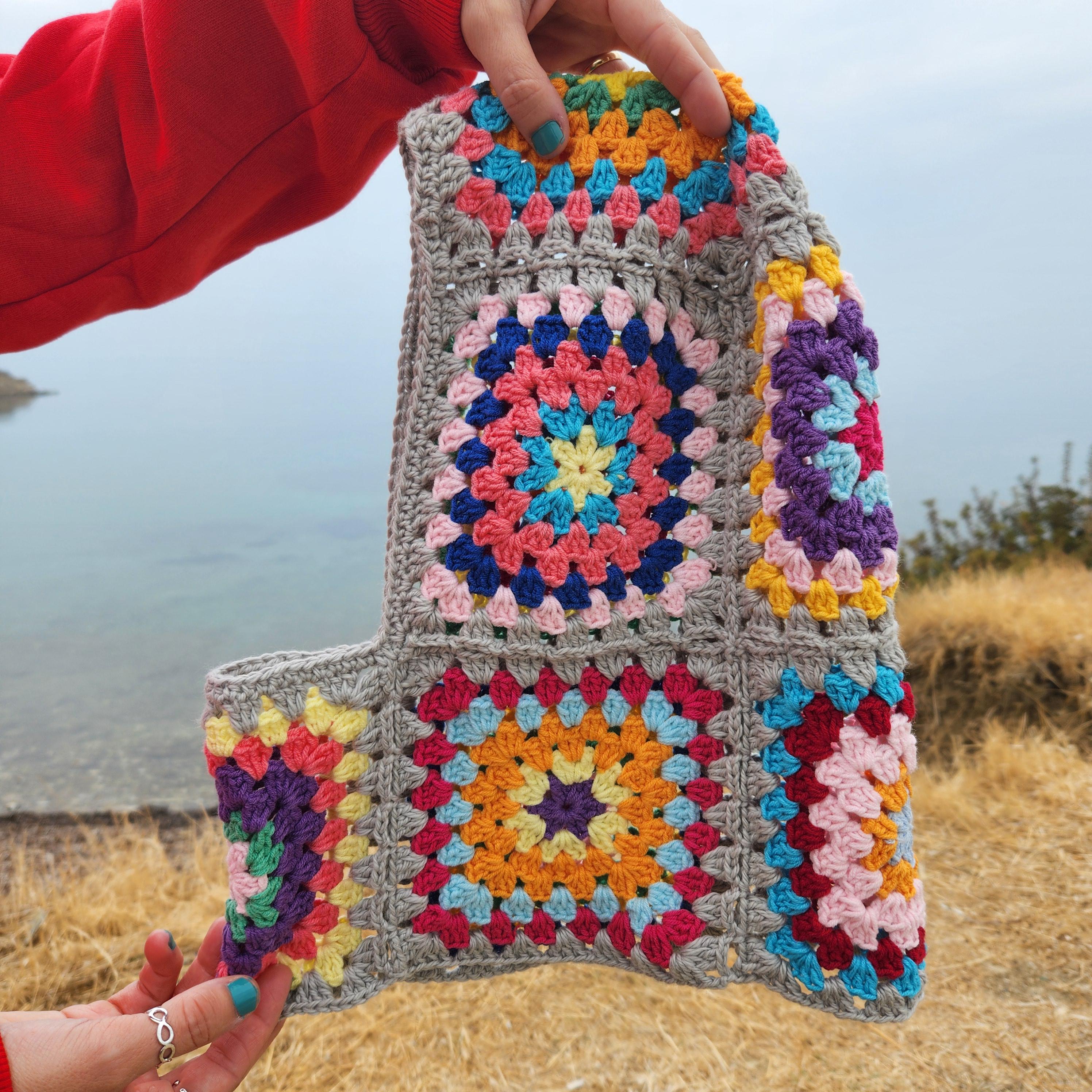 Handmade Crochet Granny Square Balaclava Knit Hat Beanie Hood in Multicolor‎ Crochet Balaclava, Colorful Balaclava, Granny Square  main image 2