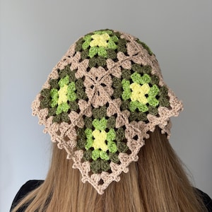 Crochet Triangle Beige Shimmering Glitter Bandana and Hair Band