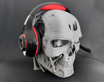 3D Printed Terminator T800 Headset Stand Headphones Accessory for PlayStation, Xbox, Nintendo Switch, Microphone Bust Statue Figure