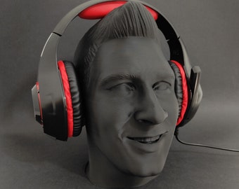 Lionel Messi Headphone Stand / Headphone Bust, Gaming, Decoration, Office, Home, Desk / Paintable Barcelona Football Figure