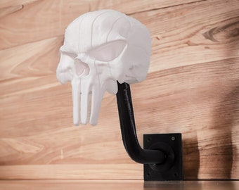 3D Printed Skull Helmet Mount with American Flag (USA) Supports 6kg / Beard Skull Motorcycle Helmet Wall Hanger with 3D Printed USA Flag