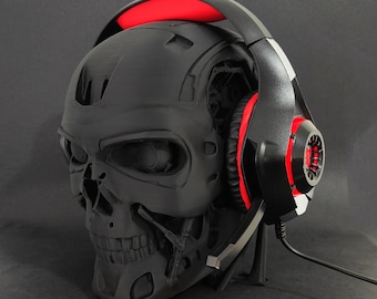 3D Printed Terminator T800 Headset Stand Headphones Accessory for PlayStation, Xbox, Nintendo Switch, Microphone Bust Statue Figure