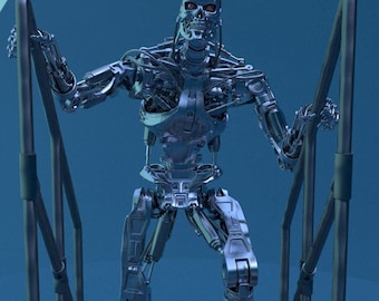 Terminator T800 figure, 1:6 scale (35cm/14 inch), 3D printed in resin with some filament accessories. Painted or unpainted.