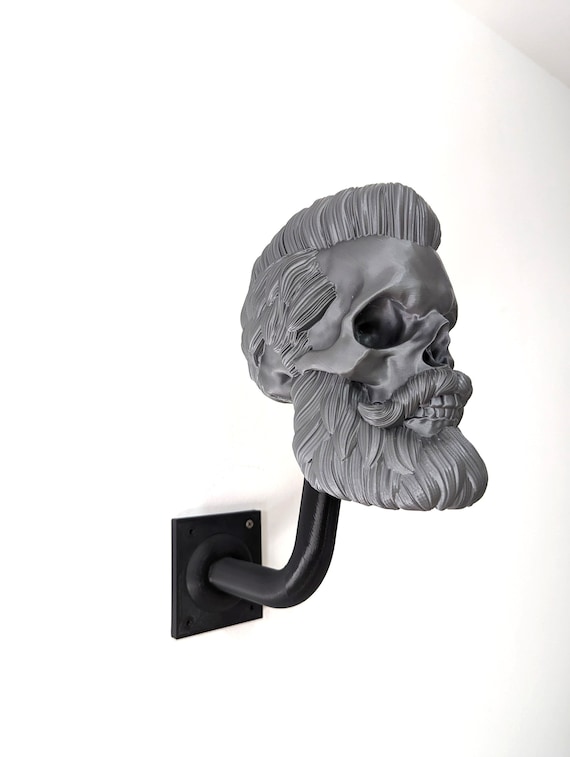 Skull Helmet Holder Elegant Beard Hair Tupe 3D Printed Supports