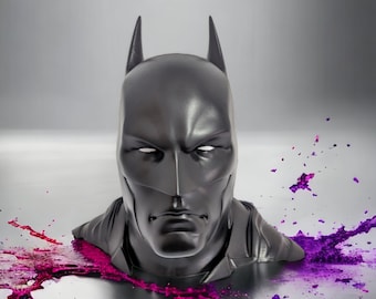 Bat Super Hero Bust Headphone Stand Matte Smooth Finish 3D Printed Headset Console Statue Dark Knight Bat Gotham