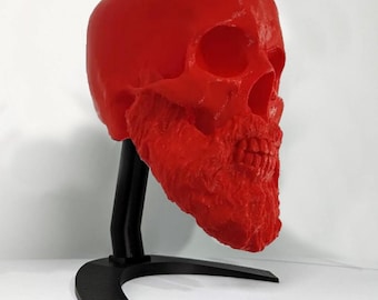 3D printed bearded skull helmet stand supports 8kg of weight / beard skull motorbike helmet table stand 3D printed table surface support