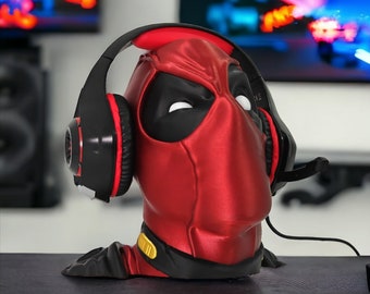 Deadpool support pour casque stand casques imprimés en 3D accessoire console playstation xbox nintendo switch microphone buste statue figure