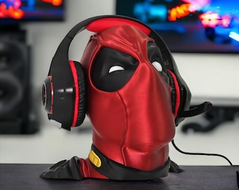 Deadpool 3D Printed Headset Stand for Playstation, Xbox, Nintendo Switch, Microphone, Bust, Statue, Figure