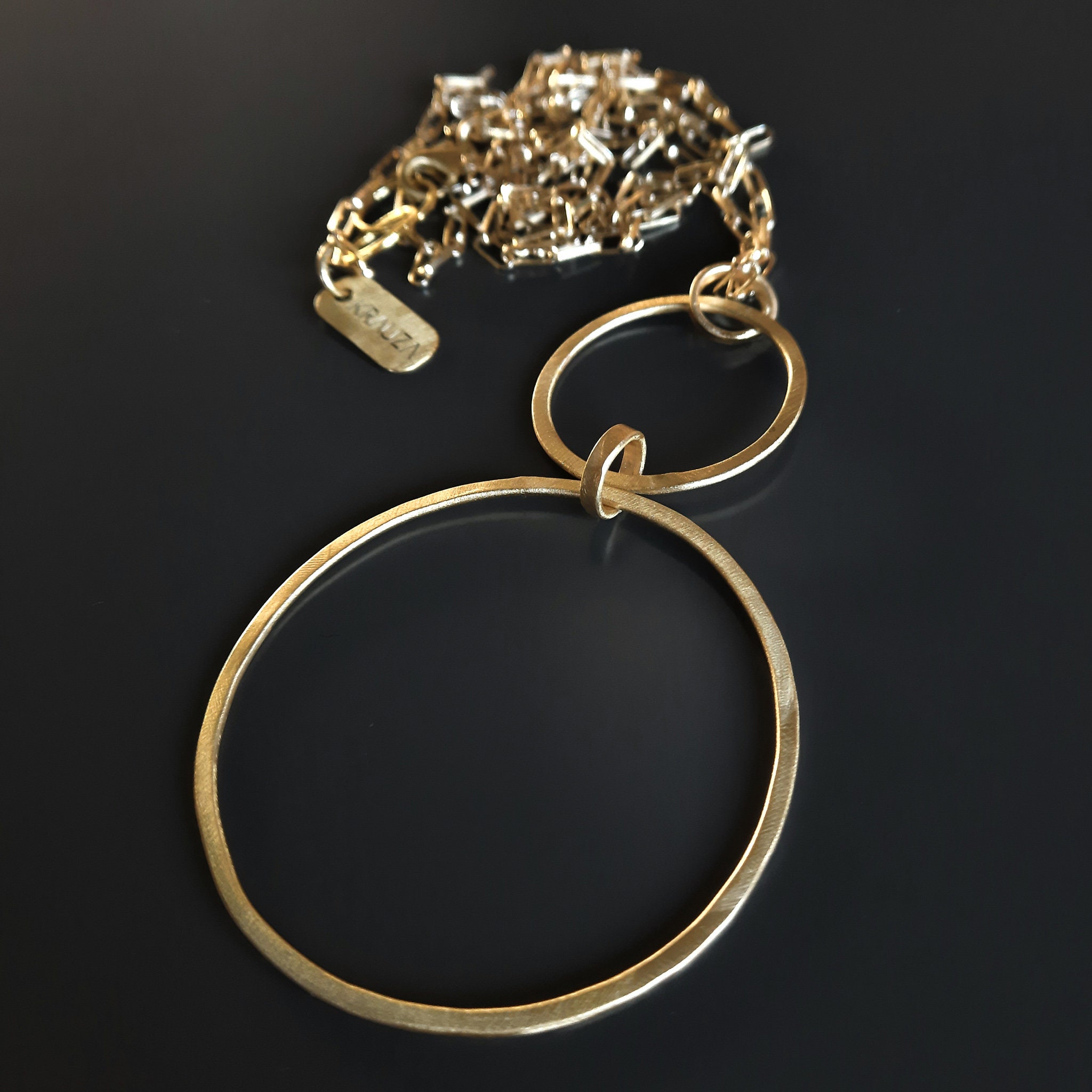 Long Chain Circle Pendant Gold Pendant 
