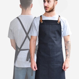 Organic Crossback Apron with Pockets Organic Clothing Kitchen Aprons Aprons for Women Aprons for Men Handmade Apron Cotton Apron image 6