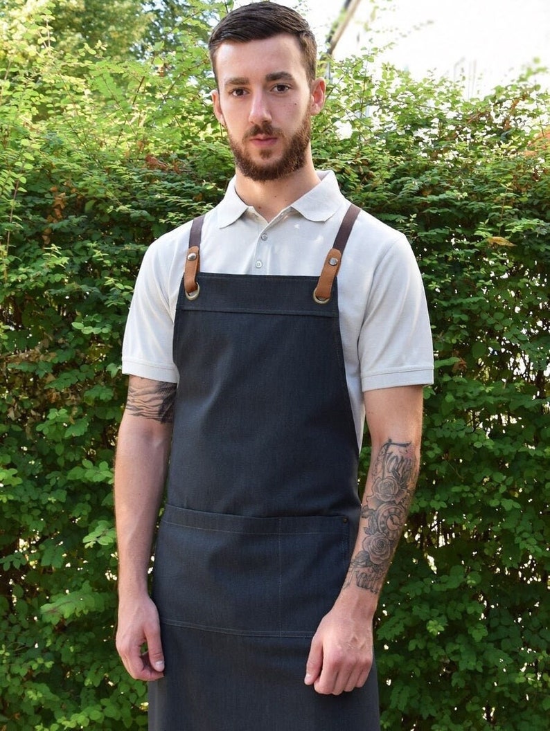 Organic Crossback Apron with Pockets Organic Clothing Kitchen Aprons Aprons for Women Aprons for Men Handmade Apron Cotton Apron Black