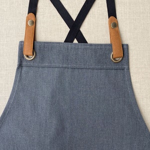 Organic Crossback Apron with Pockets Organic Clothing Kitchen Aprons Aprons for Women Aprons for Men Handmade Apron Cotton Apron Gray