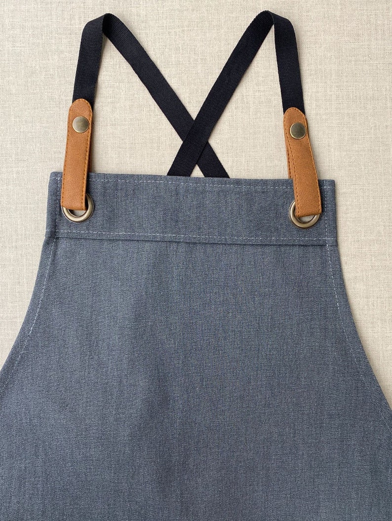Organic Crossback Apron with Pockets Organic Clothing Kitchen Aprons Aprons for Women Aprons for Men Handmade Apron Cotton Apron Szary