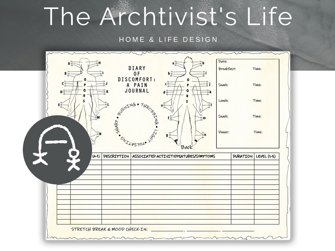 Pain Tracker | Pain Log, Pain Journal Printable Download Chronic ...