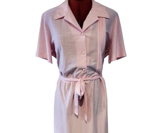 Vintage 1980s pink shirt waist dress volup 80s